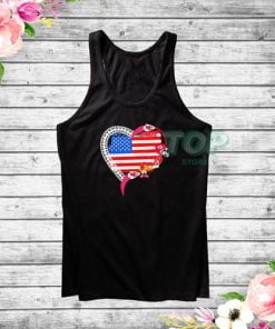 Kansas City Chiefs Football Heart American Flag Tank Top