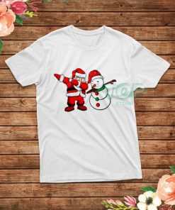 Dabbing Santa And Snowman Funny Christmas T-Shirt