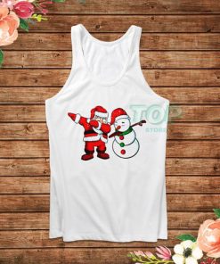 Dabbing Santa And Snowman Funny Christmas Tank Top