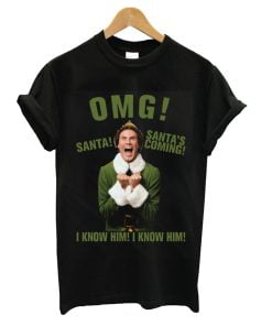 Omg Santa's Coming Elf Ladies Fitted T-Shirt