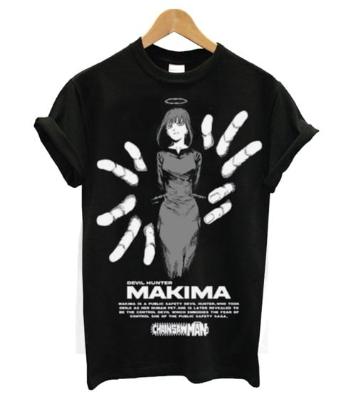 Chainsaw Man Black T-Shirt Makima Fingers