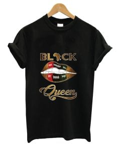 Men's Summer Casual Black Queen Lip Feminism Cotton Short Sleeve T-shirt