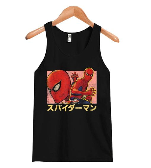 Marvel Spider Man Vintage Collage Kanji Tank Top