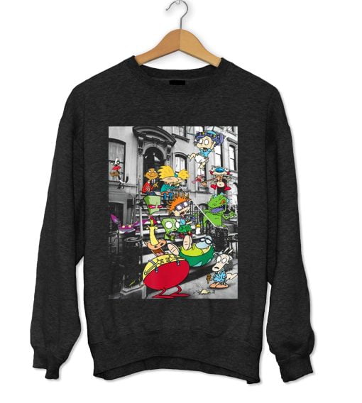 Nickelodeon Classic Nicktoons Hanging On Stoop Sweatshirt