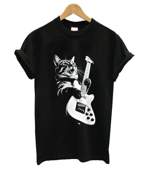 Rock Cat Playing Guitar T-Shirt